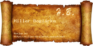 Hiller Boglárka névjegykártya